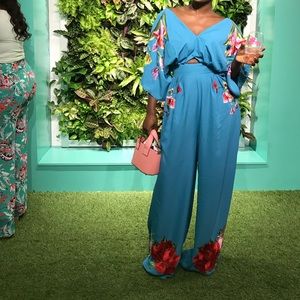 Asos blue floral jumpsuit